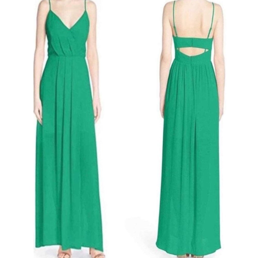 *Adelyn Rae Maxi Dress Green Chiffon Sleeveless